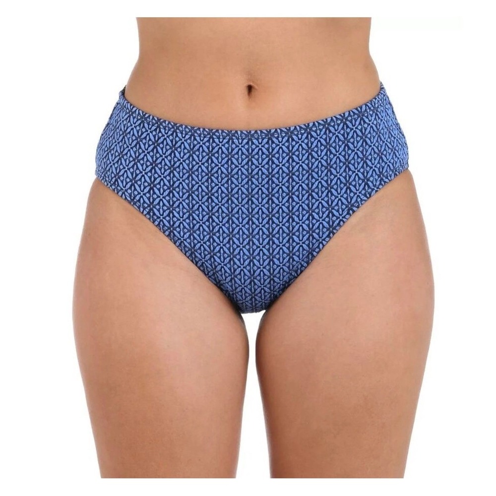 NWT La Blanca Swim Bottoms Womens Blue Geometric High Waist Size 4 $75